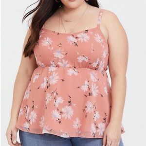 Torrid Babydoll Tank Cami Pink Floral size 1